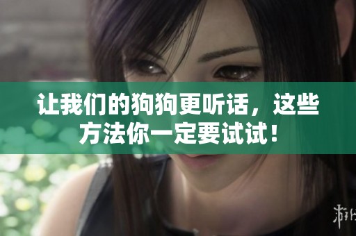 让我们的狗狗更听话，这些方法你一定要试试！