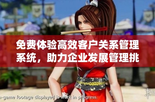 免费体验高效客户关系管理系统，助力企业发展管理挑战