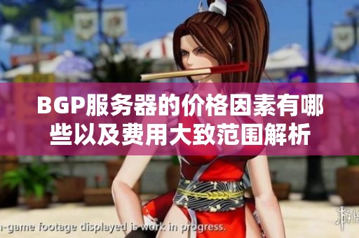 BGP服务器的价格因素有哪些以及费用大致范围解析