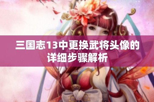 三国志13中更换武将头像的详细步骤解析