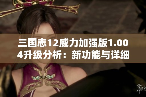三国志12威力加强版1.004升级分析：新功能与详细改动解读