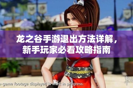 龙之谷手游退出方法详解，新手玩家必看攻略指南
