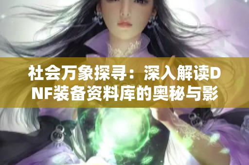 社会万象探寻：深入解读DNF装备资料库的奥秘与影响