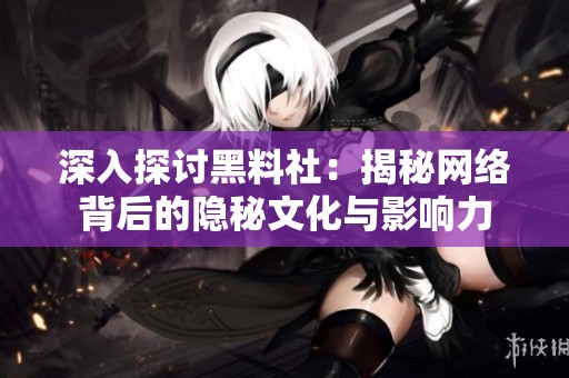 深入探讨黑料社：揭秘网络背后的隐秘文化与影响力