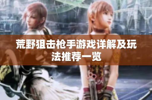 荒野狙击枪手游戏详解及玩法推荐一览