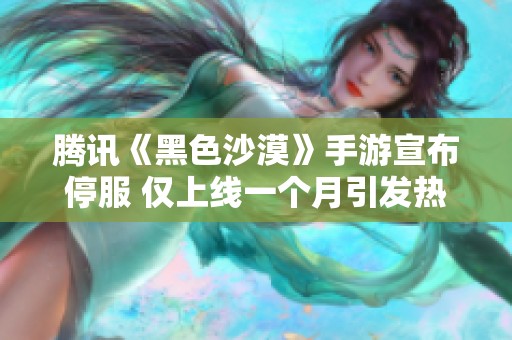 腾讯《黑色沙漠》手游宣布停服 仅上线一个月引发热议