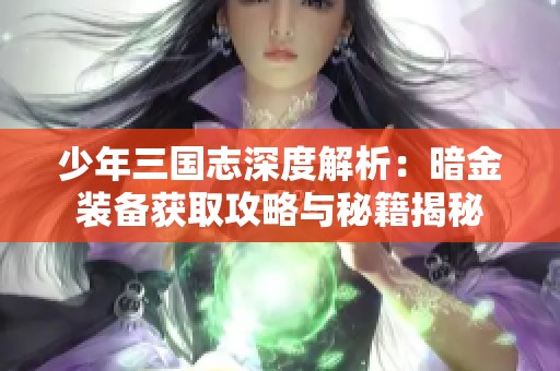 少年三国志深度解析：暗金装备获取攻略与秘籍揭秘