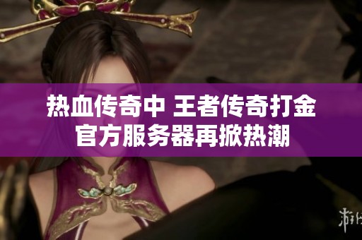 热血传奇中 王者传奇打金官方服务器再掀热潮
