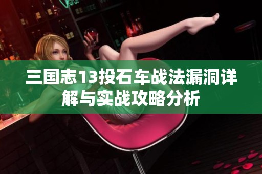 三国志13投石车战法漏洞详解与实战攻略分析